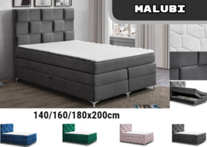 Lova "Malubi" 140/160/180x200cm su čiužiniu, patalynės dėže ir antčiužiniu