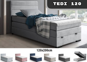 Lova "Tedi 120" 120x200 cm su čiužiniu, patalynės dėže ir antčiužiniu