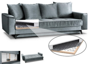 Minkšta sofa–lova „Mona“ su dėže patalynei