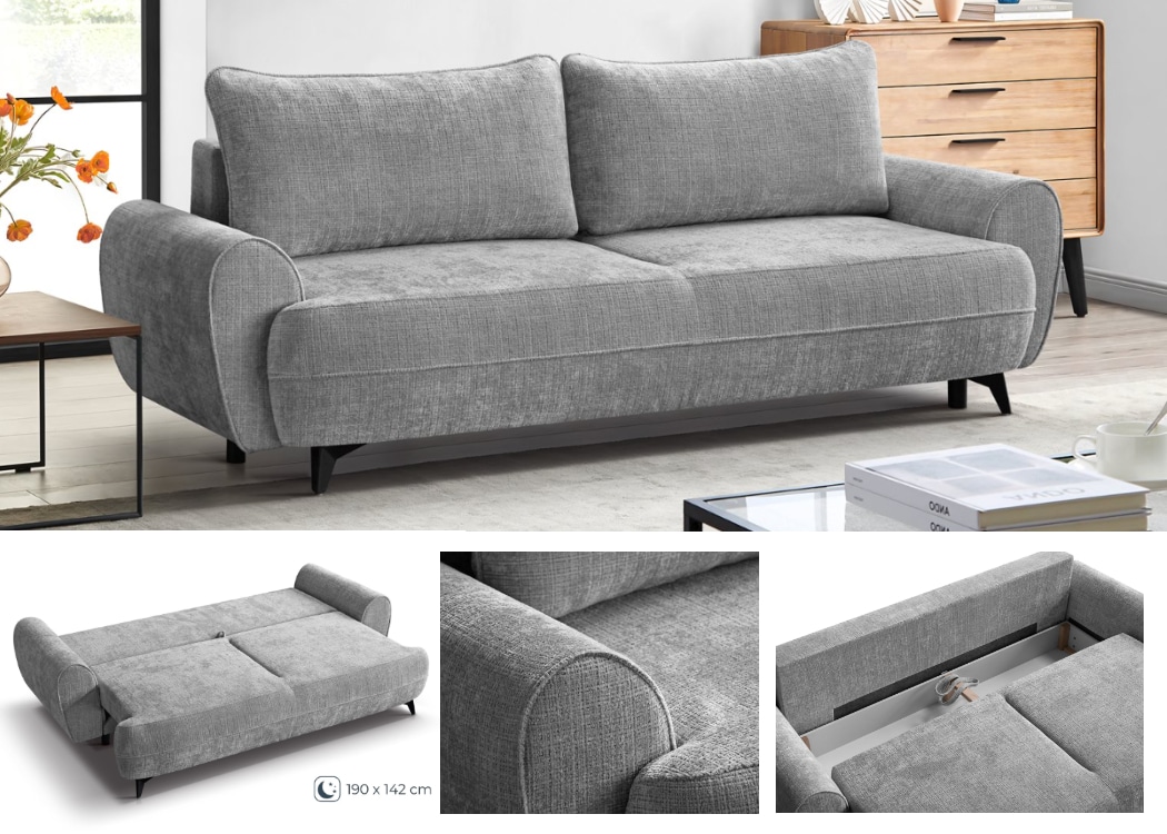 Minkšta sofa/sofa-lova su daiktadėže „Cremosa”