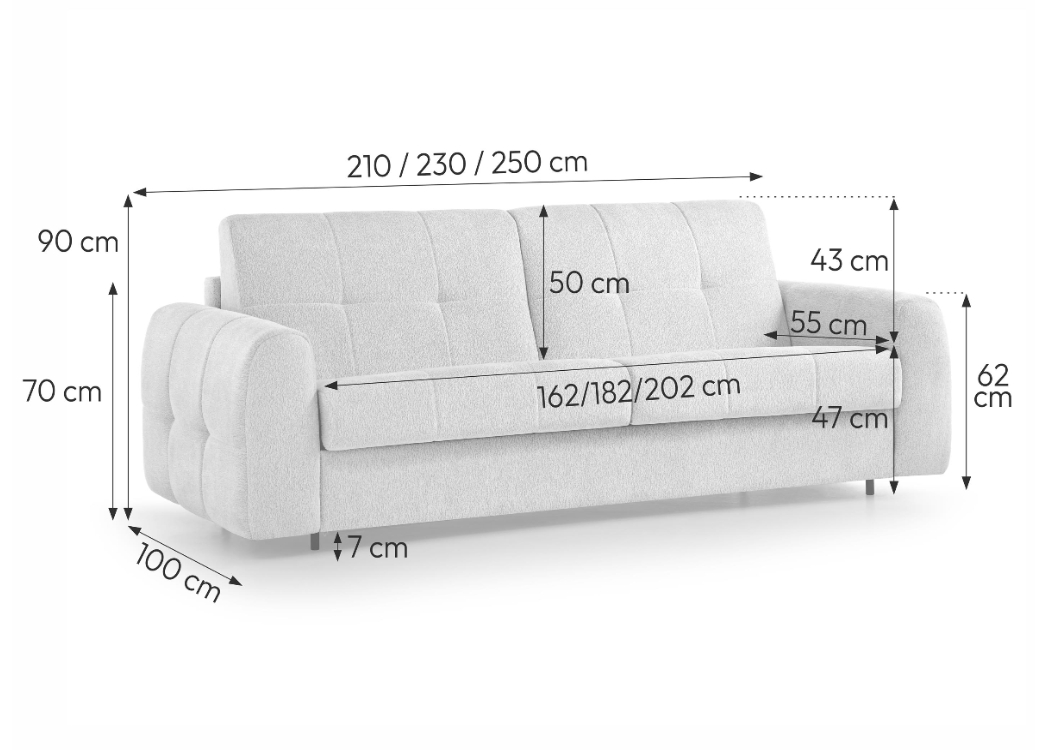 Minkšta sofa/sofa–lova su dėže patalynei „Perona” 250 cm - Image 5