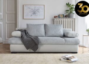 Sofa - lova '' Chicago'' su patalynės dėže šviesiai pilkos spalvos.